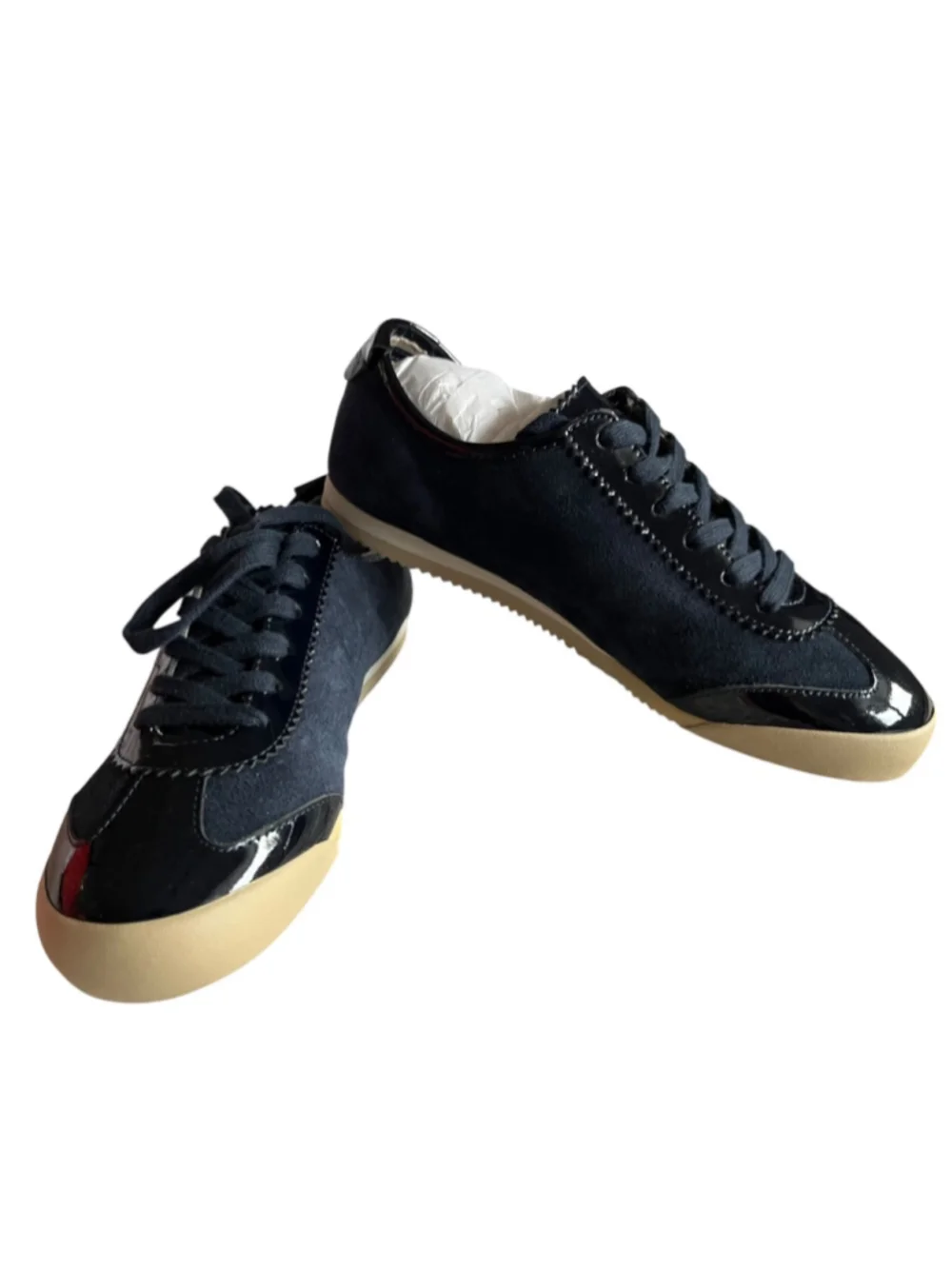 Tory Burch Murphy Navy Blue Suede NWT Patent Leather Sneakers 6
